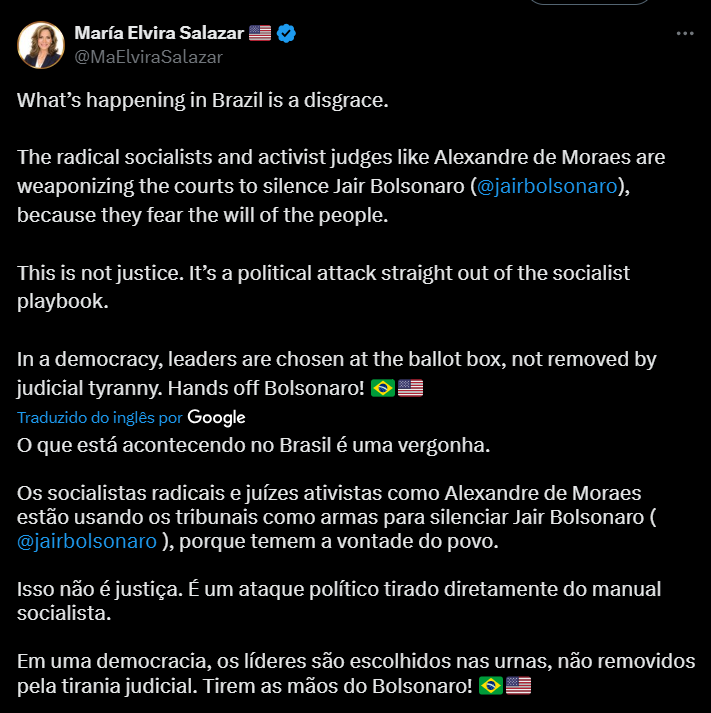 Denise - Senhora X (@denise_mury) on Twitter photo Deputada Maria Elvira Salazar também escancara o que acontece no Brasil.
God bless you <a href="/MaElviraSalazar/">María Elvira Salazar 🇺🇸</a> Deputada Maria Elvira Salazar também escancara o que acontece no Brasil.
God bless you <a href="/MaElviraSalazar/">María Elvira Salazar 🇺🇸</a>