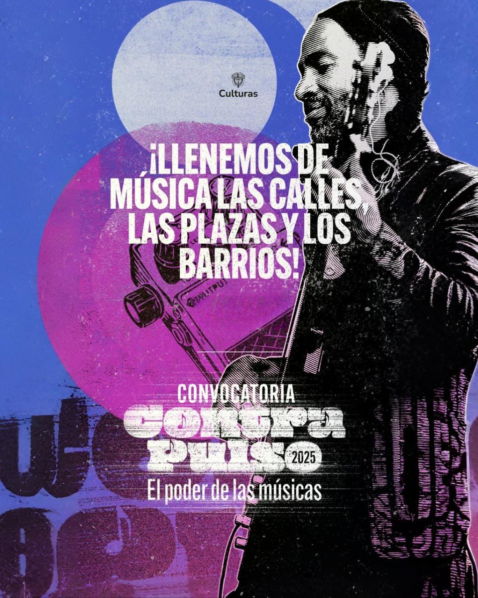 mincultura's tweet photo. ⚠️¡Aún están a tiempo! ⚠️
Tienes hasta el jueves 10 de julio para participar en la #ContraPulso 2025, convocatoria de @mincultura para seguir fortaleciendo el ecosistema musical de nuestro país.
Podrán participar solistas o agrupaciones musicales que acrediten experiencia de 8 años en:
🎶Rock, jazz, salsa, reggae, jazz, rap, música electrónica y fusiones.🎶
¡Participa! Consulta toda la información en 👉https://t.co/wxZoqVfVyD