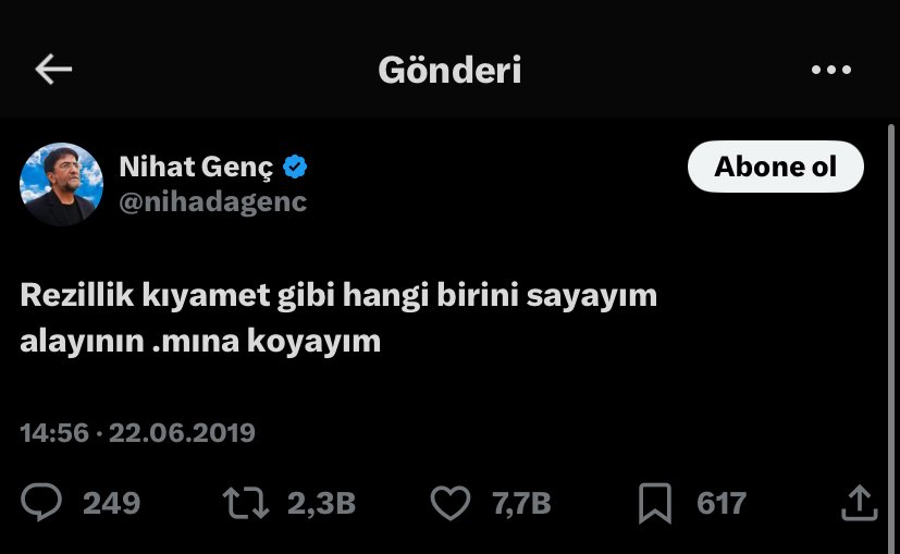 Nihat abimin bir sözü vardı...