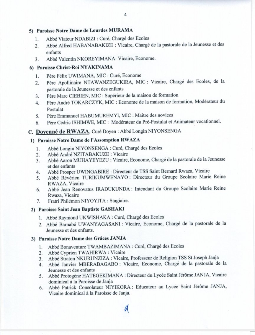 Ku wa mbere, tariki ya 07 Nyakanga 2025, Nyiricyubahiro Musenyeri Visenti HAROLIMANA, Umwepiskopi wa Diyosezi ya Ruhengeri, yatangaje uburyo yahaye ubutumwa abapadri n'abafaratiri bari muri "stage" mu mwaka w'ikenurabushyo wa 2025-2026.