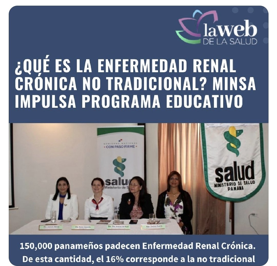 Dra. Karen Courville (@kavac71) on Twitter photo Inicia Estrategia de la Secretaría Ejecutiva del Consejo de Ministros de Salud de Centroaméricana y República Dominicana (SE-COMISCA) para educar sobre detección temprana ERCnT en Panamá
<a href="/MINSAPma/">Ministerio de Salud de Panamá</a> <a href="/SLANH_/">SLANH</a> <a href="/CENCAM_Official/">CENCAM</a> <a href="/spnh_pan/">Sociedad Panameña de Nefrología e Hipertensión</a> lawebdelasalud.com/que-es-la-enfe… Inicia Estrategia de la Secretaría Ejecutiva del Consejo de Ministros de Salud de Centroaméricana y República Dominicana (SE-COMISCA) para educar sobre detección temprana ERCnT en Panamá
<a href="/MINSAPma/">Ministerio de Salud de Panamá</a> <a href="/SLANH_/">SLANH</a> <a href="/CENCAM_Official/">CENCAM</a> <a href="/spnh_pan/">Sociedad Panameña de Nefrología e Hipertensión</a> lawebdelasalud.com/que-es-la-enfe…