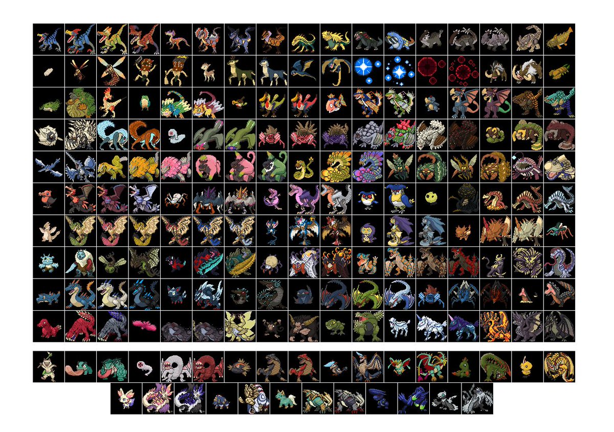 The_Nadei's tweet photo. Full Monster Hunter Emerald 1.0 roster https://t.co/iNuDTsIseH
