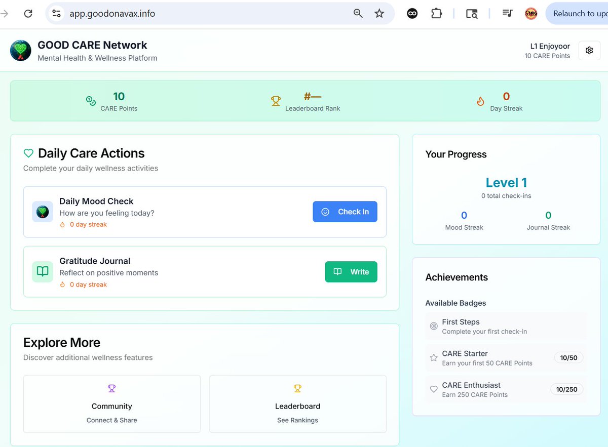 GOOD 💚CARE🔺️L1 (@goodonavax) on Twitter photo <a href="/AvalancheFDN/">Avalanche Foundation 🔺</a> Will the FDN invest in the Mental Wealth journey of L1 Enjoyoors? We hope so, still waiting to be marked live and push updates on Retro site <a href="/AvalancheFDN/">Avalanche Foundation 🔺</a> Will the FDN invest in the Mental Wealth journey of L1 Enjoyoors? We hope so, still waiting to be marked live and push updates on Retro site
