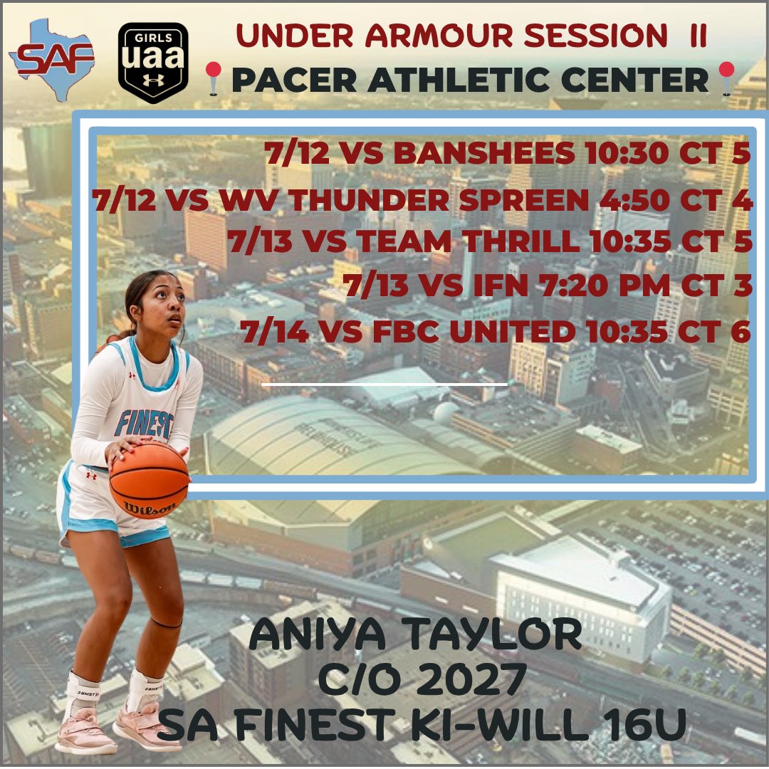 AniyaTaylor (@aniyataylor2027) on Twitter photo Back at it for Under Armour Session 2 🏀 Ready to compete! Coaches, come watch my team and I. <a href="/SAFinestbball/">SA Finest Basketball</a> Back at it for Under Armour Session 2 🏀 Ready to compete! Coaches, come watch my team and I. <a href="/SAFinestbball/">SA Finest Basketball</a>