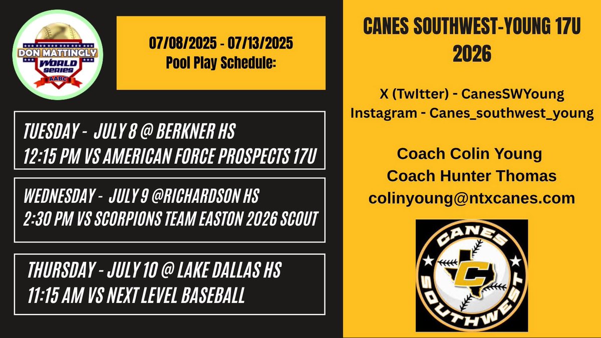 Schedule this week!!