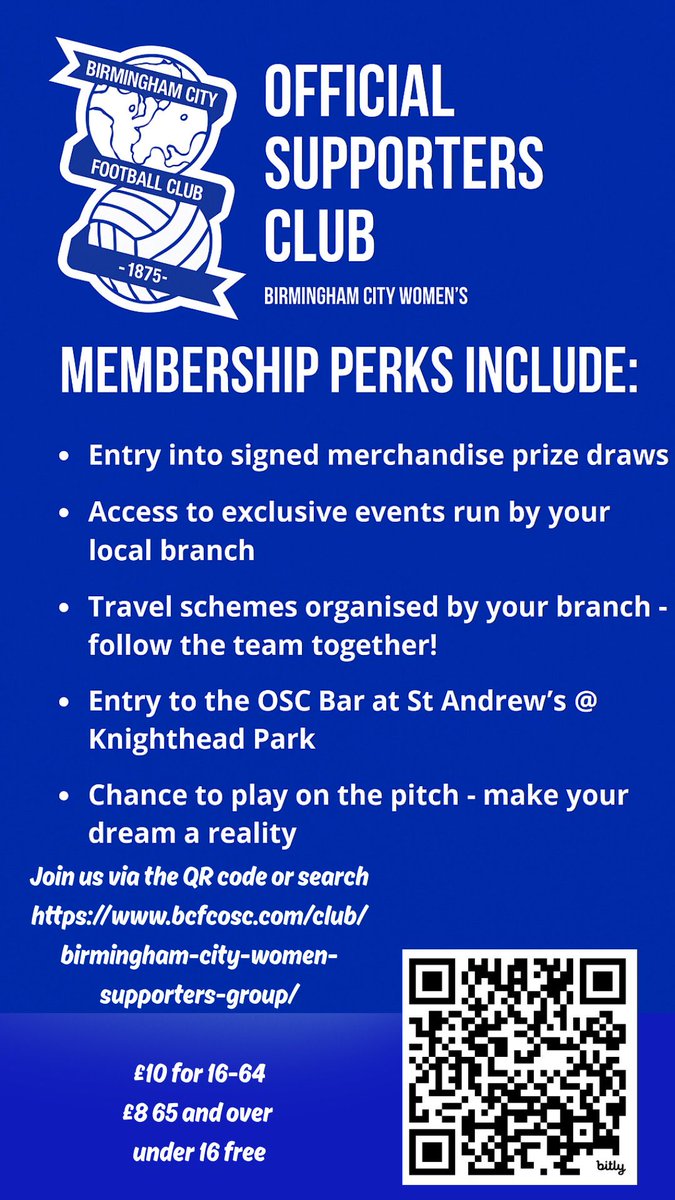 BCFCWomenOSC's tweet image. The transfer window is open but so is the @bcfcwomenOSC renewal and new member window. Come and join us and get great benefits.
#KRO // #BCFC // #bcfcOSC //#bcfcwomenosc//#birminghamontherise
