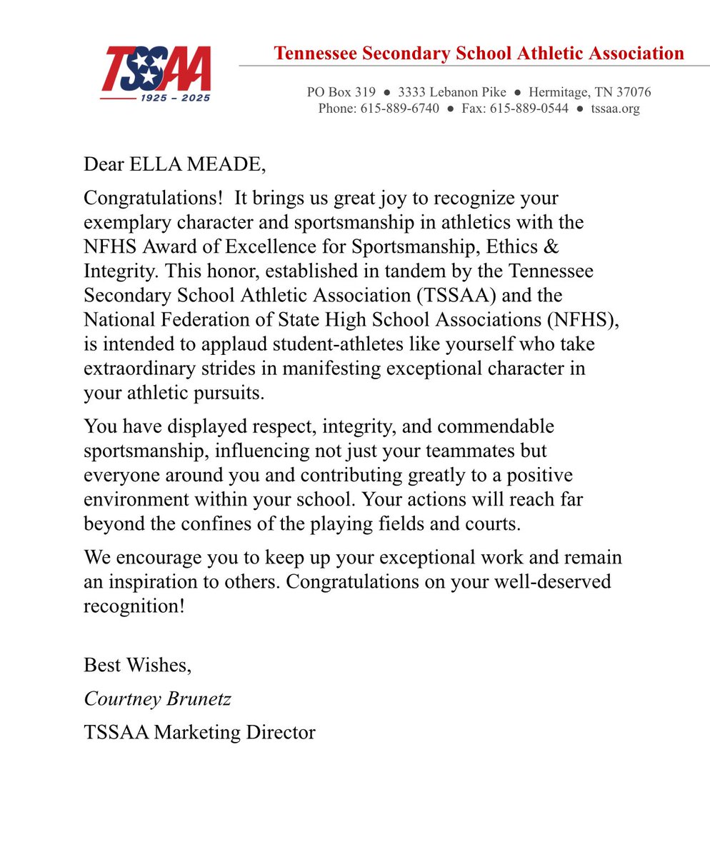 Thank you to my coach’s and teammates that made this a great season!