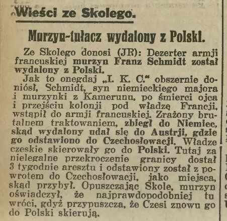 Ilustrowany Kuryer Codzienny, rocznik 1935. Murzyn z Kamerunu zdezerterował z wojska we Francji i uciekł do III Rzeszy.