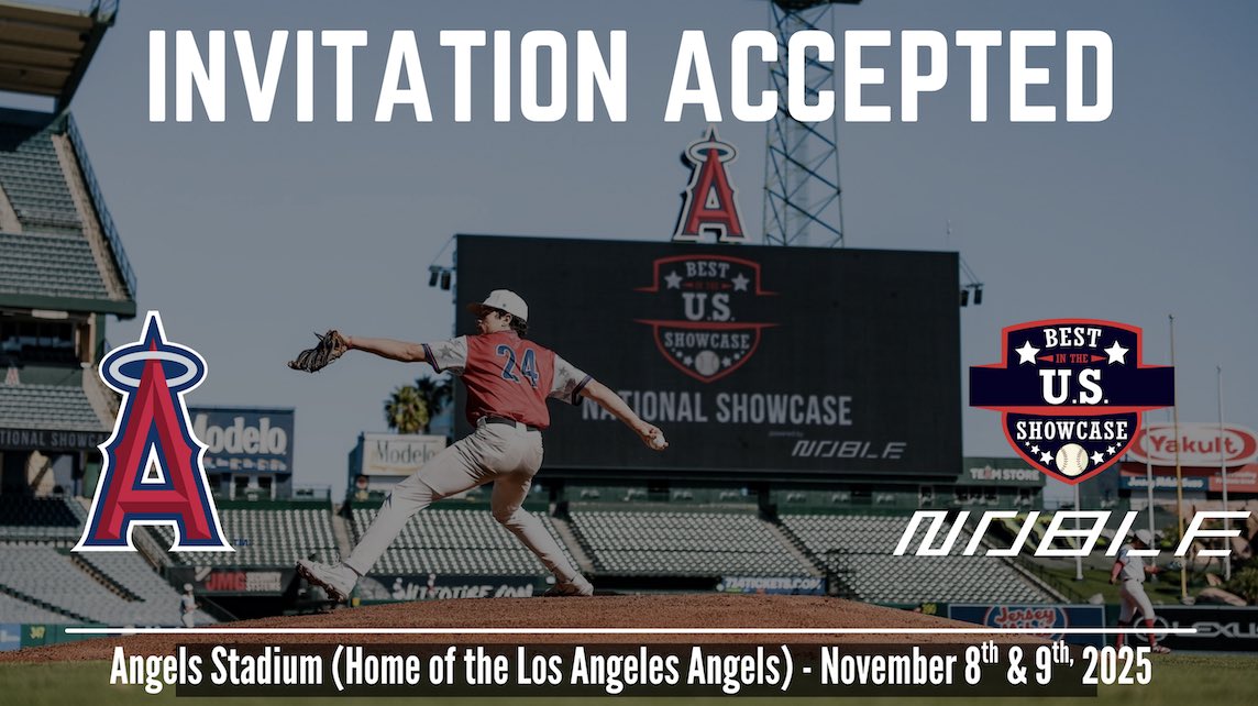 Honored to be selected as one of the top players at the Best in The West Showcase at ASU in June. Excited to play in the MLB Stadium Showcase at Angels Stadium in November. Thank you to the <a href="/BUSShowcase/">Best in the US Showcases</a> staff and the coaches who selected me!