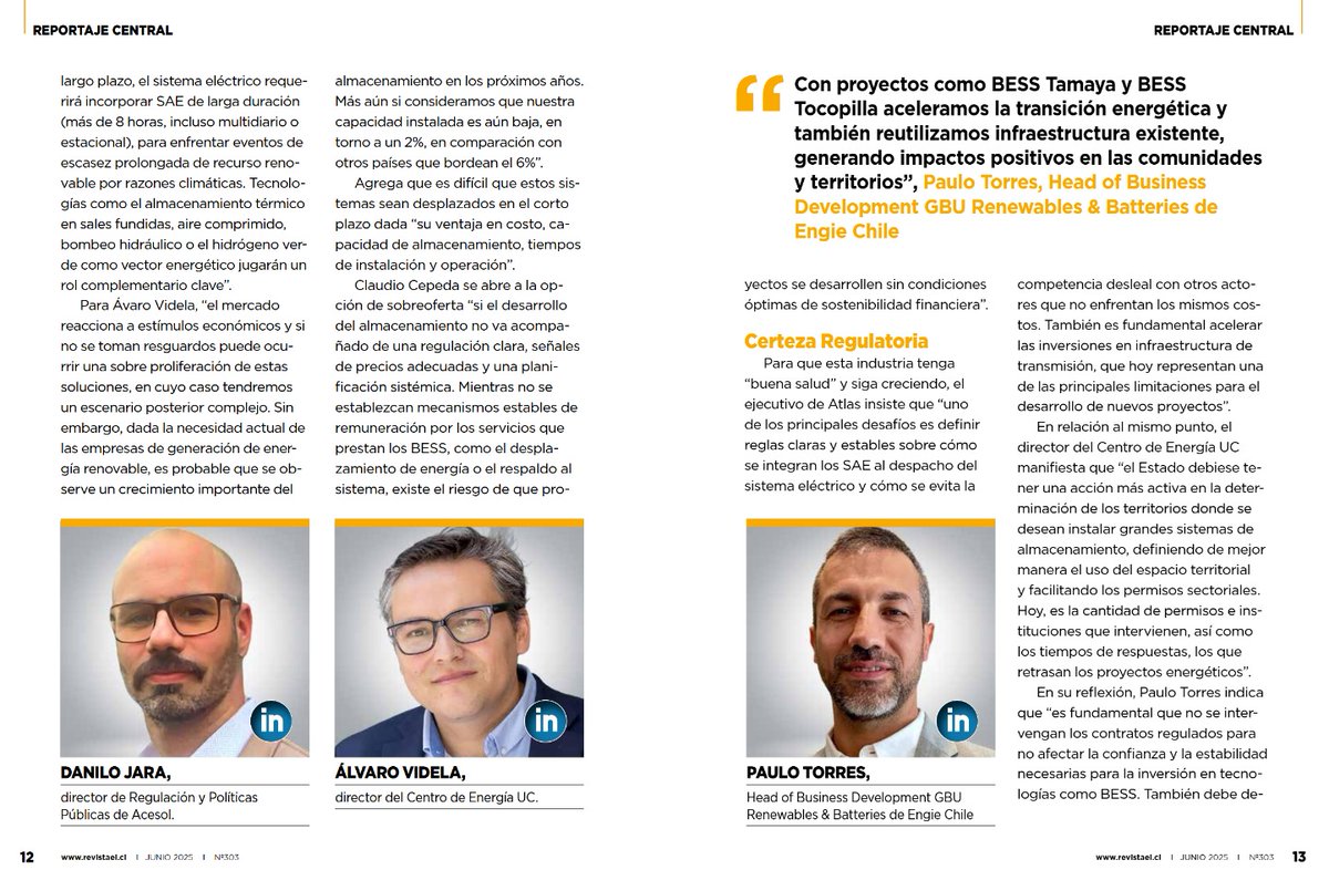acesol's tweet image. En el reciente reportaje de @r_electricidad , nuestro director de Regulación y Políticas Públicas, Danilo Jara, destacó el crecimiento sostenido en la capacidad instalada de sistemas de almacenamiento en 🇨🇱, impulsado por tres factores principales:
Leer en
lnkd.in/eqcbQ77n
