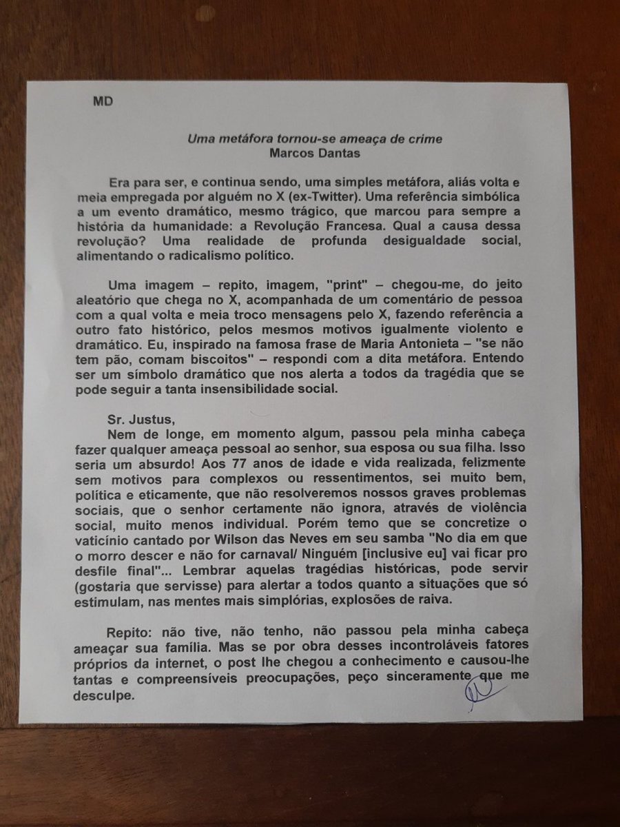 🚨URGENTE - Esquerdista que propôs guilhotinar a filha de Roberto Justus posta carta pedindo desculpas e diz que foi só uma “metáfora”

“Era para ser, e continua sendo, uma simples metáfora (…) peço sinceramente que me desculpe”