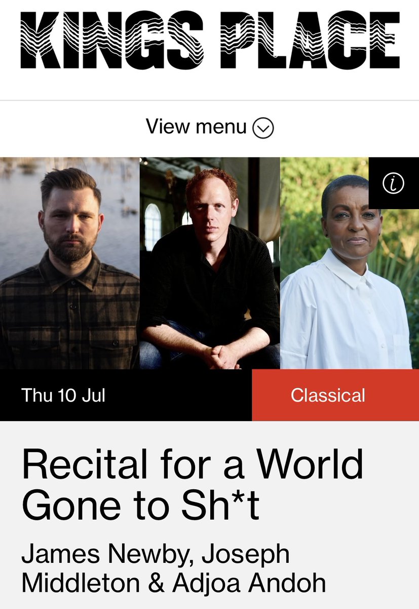 Alternative Classical (@alterclassical) on Twitter photo ~ Recital for a World Gone to Sh*t ~
This Thursday <a href="/KingsPlace/">Kings Place</a>. £10 tickets available for under 30s!
alternativeclassical.co.uk/concerts-calen… ~ Recital for a World Gone to Sh*t ~
This Thursday <a href="/KingsPlace/">Kings Place</a>. £10 tickets available for under 30s!
alternativeclassical.co.uk/concerts-calen…
