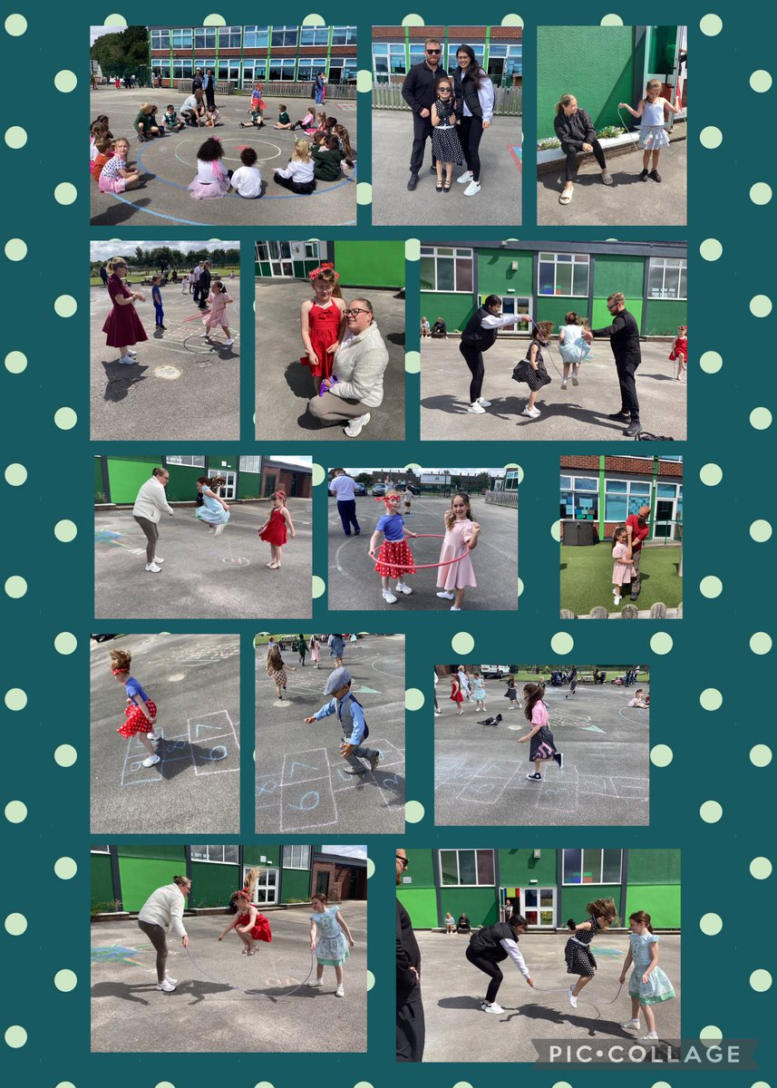 As part of our school’s celebrations for ‘St Ambrose turns 70’, we travelled back to 1955 today. We listened to rock and roll music, made our own music records, played 1950s board games and invited our parents and families to play 1950s outdoor games.💚🐝🎶👗