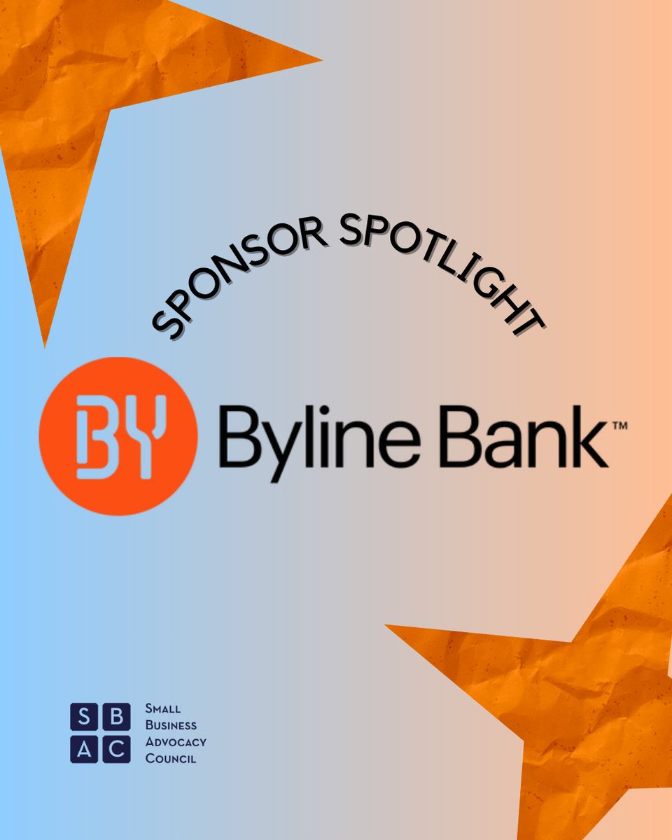 📣 Our Sponsor Spotlight Series kicks off!
First up: Byline Bank, a proud SBAC Gold Sponsor. Their support helps us champion small businesses across Illinois.

Check out what Byline can do for yours:
🔗 bit.ly/44RGahW
#SponsorShoutout #ThankYouByline  #SBACPartner