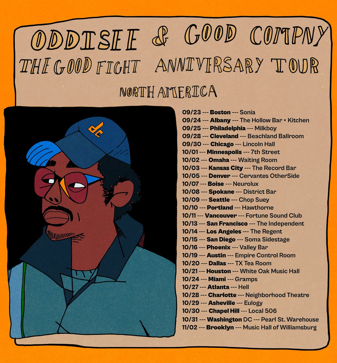Pleased to announce two shows have been added to the upcoming tour. Hope to see ya’ll somewhere! 🏃🏾‍♂️🌍☕️

09/25/ Philadelphia - Milkboy
10/29 Asheville - Eulogy