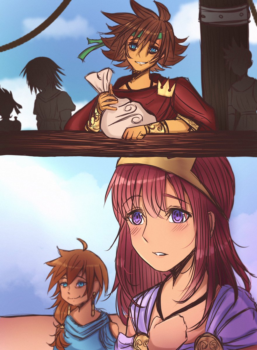 UnchainedStar's tweet image. Sokai Week Day 2: Travel

After a meeting with a god of wind, Sora and crew are closing in on their homeland with a bag of wind in hand. Staying awake for days on end however has taken it’s toll. Just as their island is within sight… a storm is approaching.

#sokaiweek2025