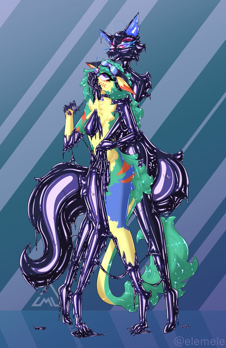 And another YCH comm thanks to <a href="/Floof_boii/">Floof ➡️EF29</a> !
Enjoy being turned~~ 💚💛🧡💙