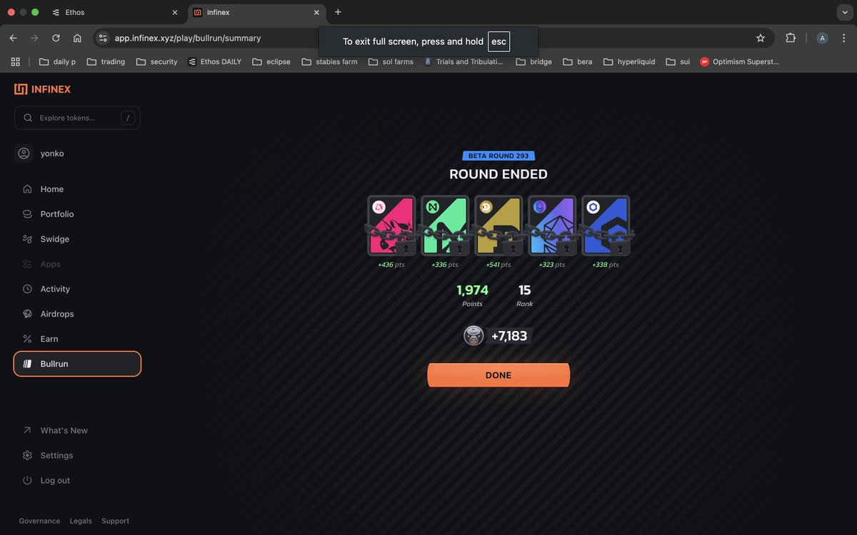 WTF BRO’s, just realized i ended rank 15 on the last round of the <a href="/infinex/">Infinex</a> bull run game (rank 293)

i had less than 500 points prior to this because i’ve been top 2500 probably just twice

THIS WAS MY HIGHEST RANK EVER, thanks to <a href="/banditxbt/">banditxbt</a> thread on bull run :)

i plan to