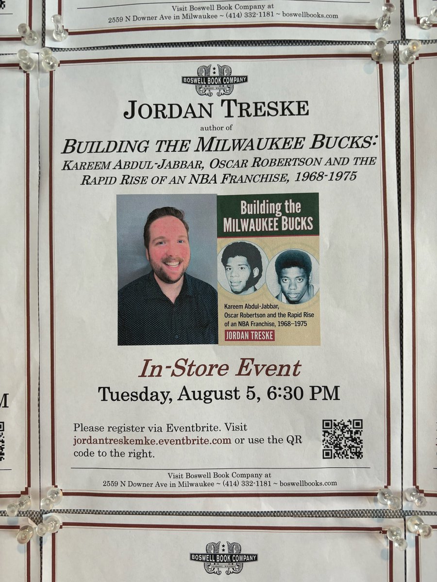 Jordan Treske (@jordantreske) on Twitter photo More news: I'll be at <a href="/boswellbooks/">Boswell Book Company</a> on Tuesday, August 5 for a free event! It starts at 6:30 p.m. and make sure to bring your books for me to sign and for a fun night talking about all things Bucks.
Get your tickets here: eventbrite.com/e/jordan-tresk⦠More news: I'll be at <a href="/boswellbooks/">Boswell Book Company</a> on Tuesday, August 5 for a free event! It starts at 6:30 p.m. and make sure to bring your books for me to sign and for a fun night talking about all things Bucks.
Get your tickets here: eventbrite.com/e/jordan-treskā¦