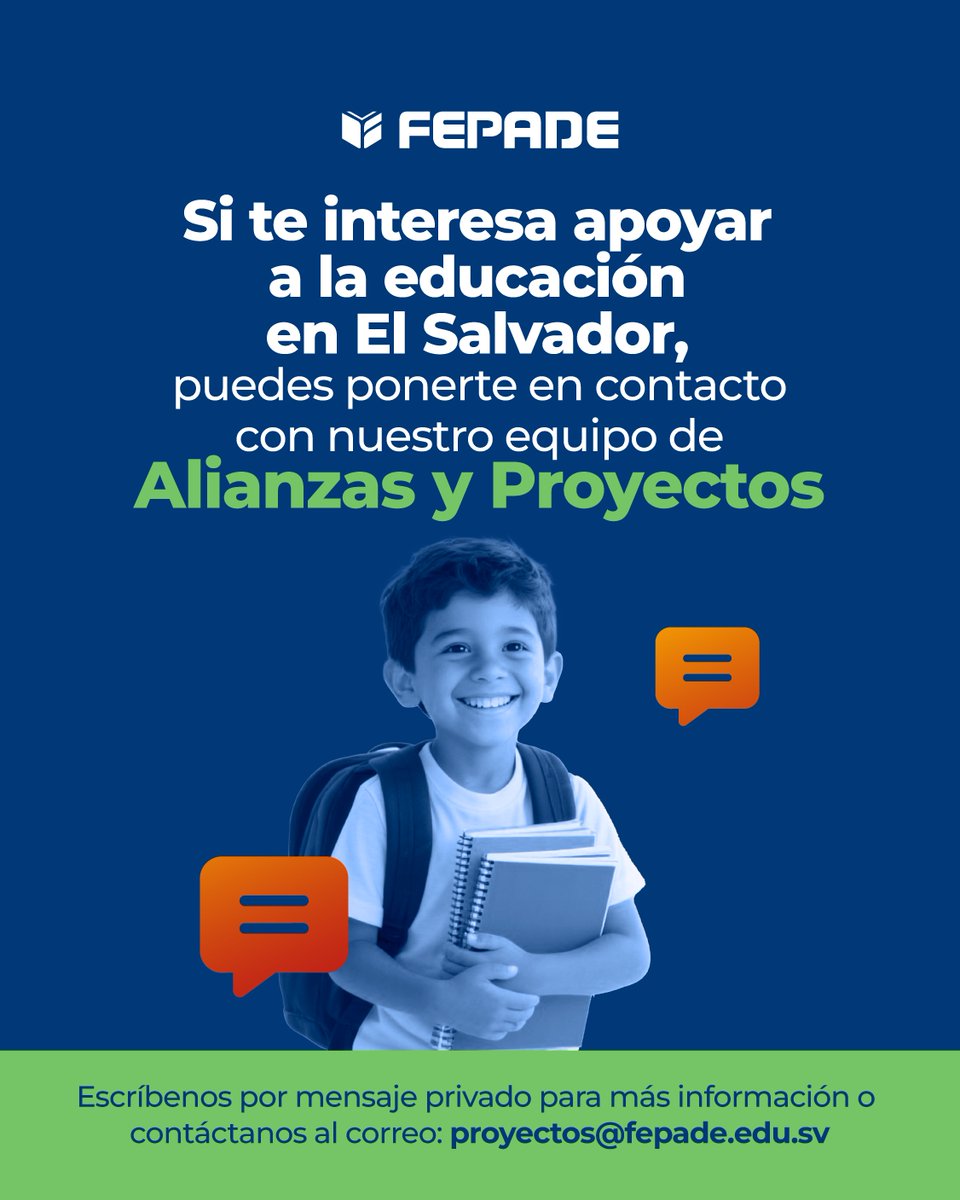 🤝💙 ¡Conoce nuestra Gerencia de Alianzas y Proyectos!
Detrás de cada proyecto que se desarrolla y cada estudiante que sigue aprendiendo, hay un equipo que conecta esfuerzos, articula apoyos y transforma oportunidades en realidades.
📩 proyectos@fepade.edu.sv