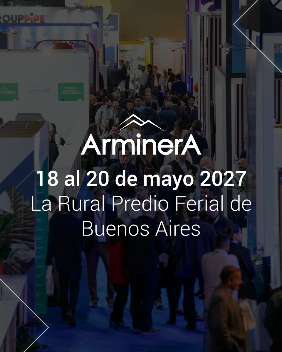 Arminera vuelve del 18 al 20 de mayo de 2027 en La Rural, Predio Ferial de Buenos Aires.

Después de una edición récord, el próximo encuentro ya está en marcha. Reservá la fecha y seguí siendo parte del espacio donde la minería argentina se proyecta al futuro.