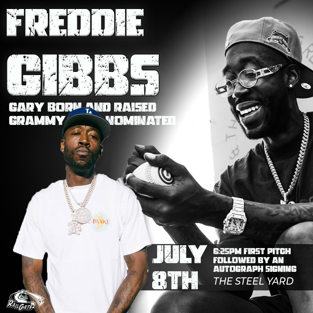 Exciting news! Grammy nominated rapper and Gary native Freddie Gibbs will be at the Steel Yard TOMORROW 😮 Gibbs will be throwing out the first pitch at 6:25 on July 8th, followed by a short autograph signing. Get tickets to our game and enjoy a beautiful Tuesday night!

Buy