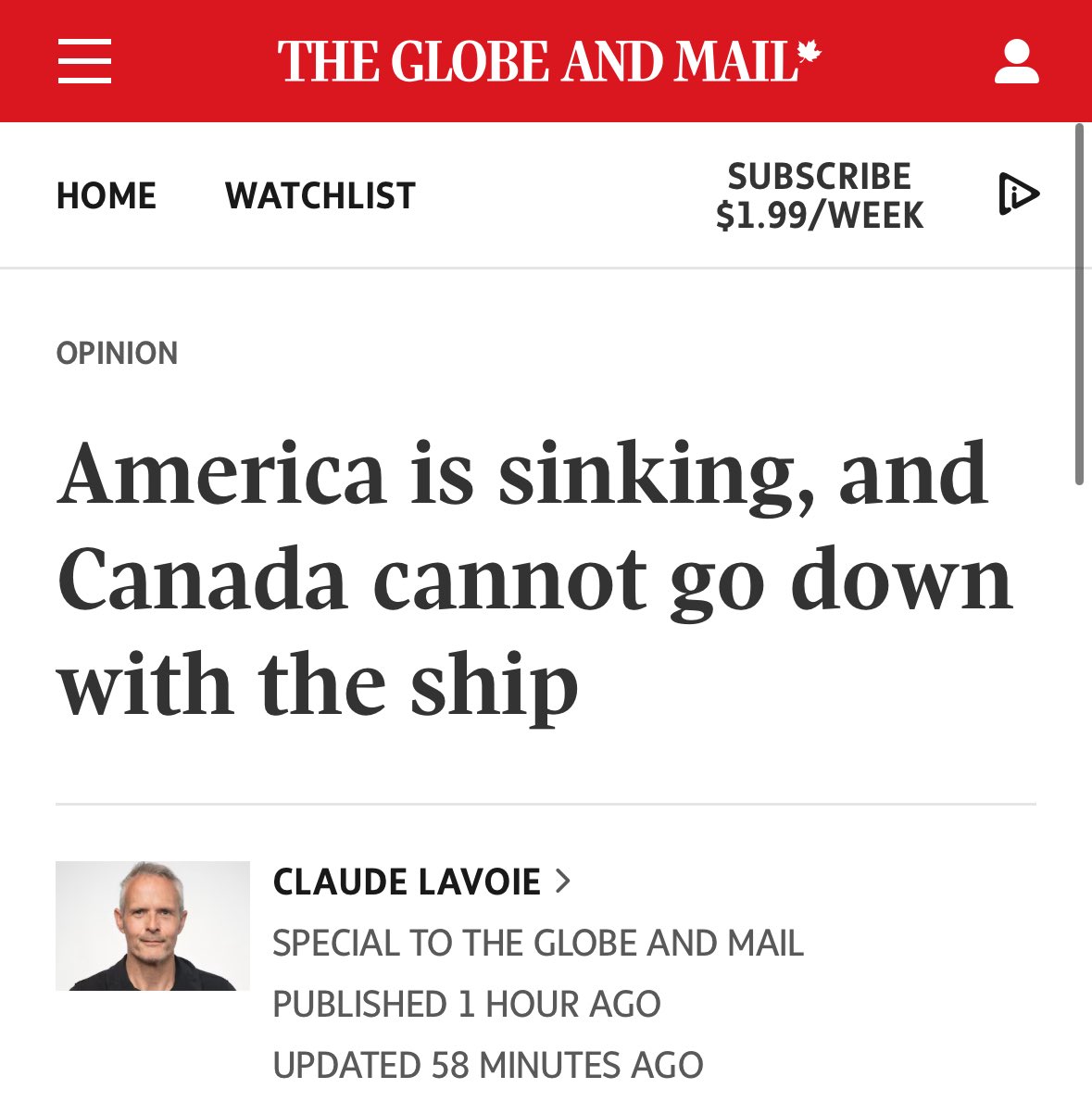 10 years of Liberals sunk Canada long before America. Who is this guy kidding?