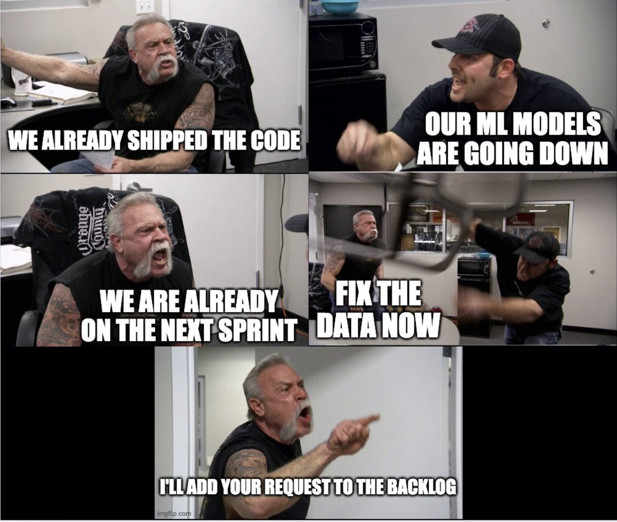 agent_mark_data's tweet photo. Average day trying to get data issues prioritized by teams outside of data.

#data #ai #swe https://t.co/1SqE5Vf6JS