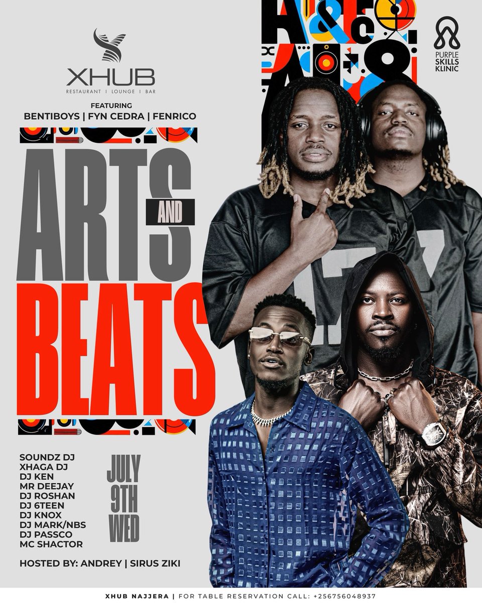 ArtsandBeats ππ§ (@artsandbeats25) on Twitter photo Looking for midweek fun? Pull up this Wednesday at <a href="/Xhub_bar/">Xhub Bar & Restaurant</a> for #ArtsandBeats Night.
Live performances from Benti Boys, Fyn Cedra, and Fenrico.
Music by your favorite DJs and MC Shactor
Hosted by Dj Andrey Baddest and Sirus Ziki. Donβt miss the vibes. Looking for midweek fun? Pull up this Wednesday at <a href="/Xhub_bar/">Xhub Bar & Restaurant</a> for #ArtsandBeats Night.
Live performances from Benti Boys, Fyn Cedra, and Fenrico.
Music by your favorite DJs and MC Shactor
Hosted by Dj Andrey Baddest and Sirus Ziki. Donβt miss the vibes.