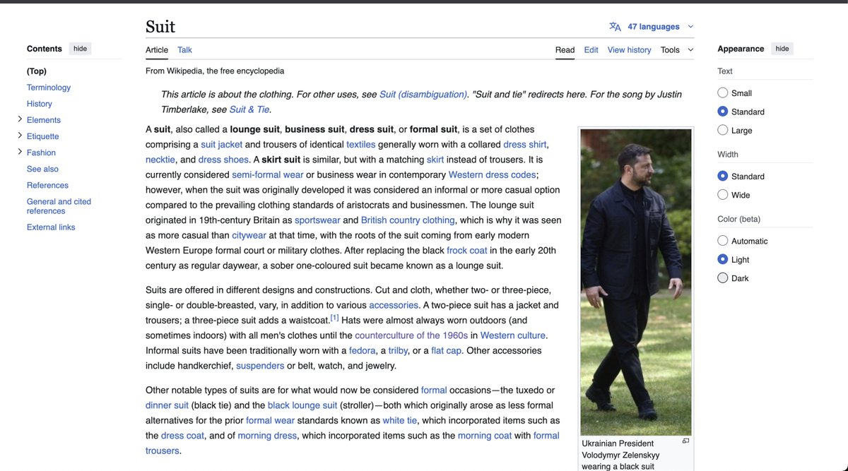 defipolice_'s tweet image. lmao which one of you updated wikipedia suit page.