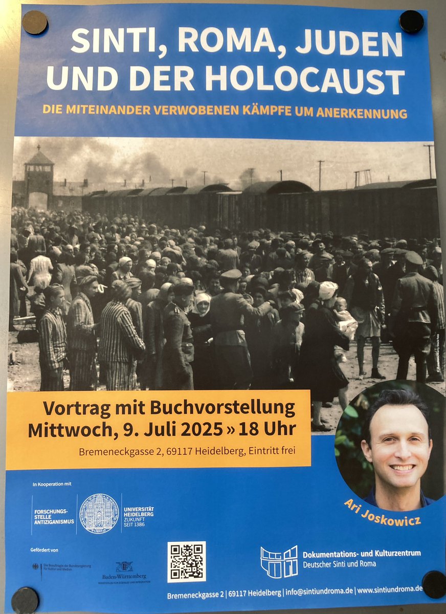 Wer in #Heidelberg oder in der Nähe ist: empfehle sehr diesen Vortrag von Ari Joskowicz und natürlich sein Buch "Rain of Ash" über das mühsame Sichtbarmachen des Genozids an Roma und Sinti.