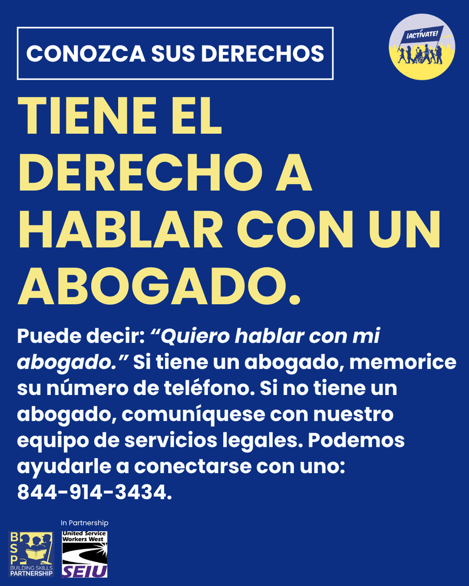 Building_Skills's tweet image. ¡Todas y todos tenemos derechos protegidos por la Constitución—sin importar nuestro estatus migratorio!
Infórmate. Conoce tus derechos. ¡Comparte el mensaje!
#bsp_ca