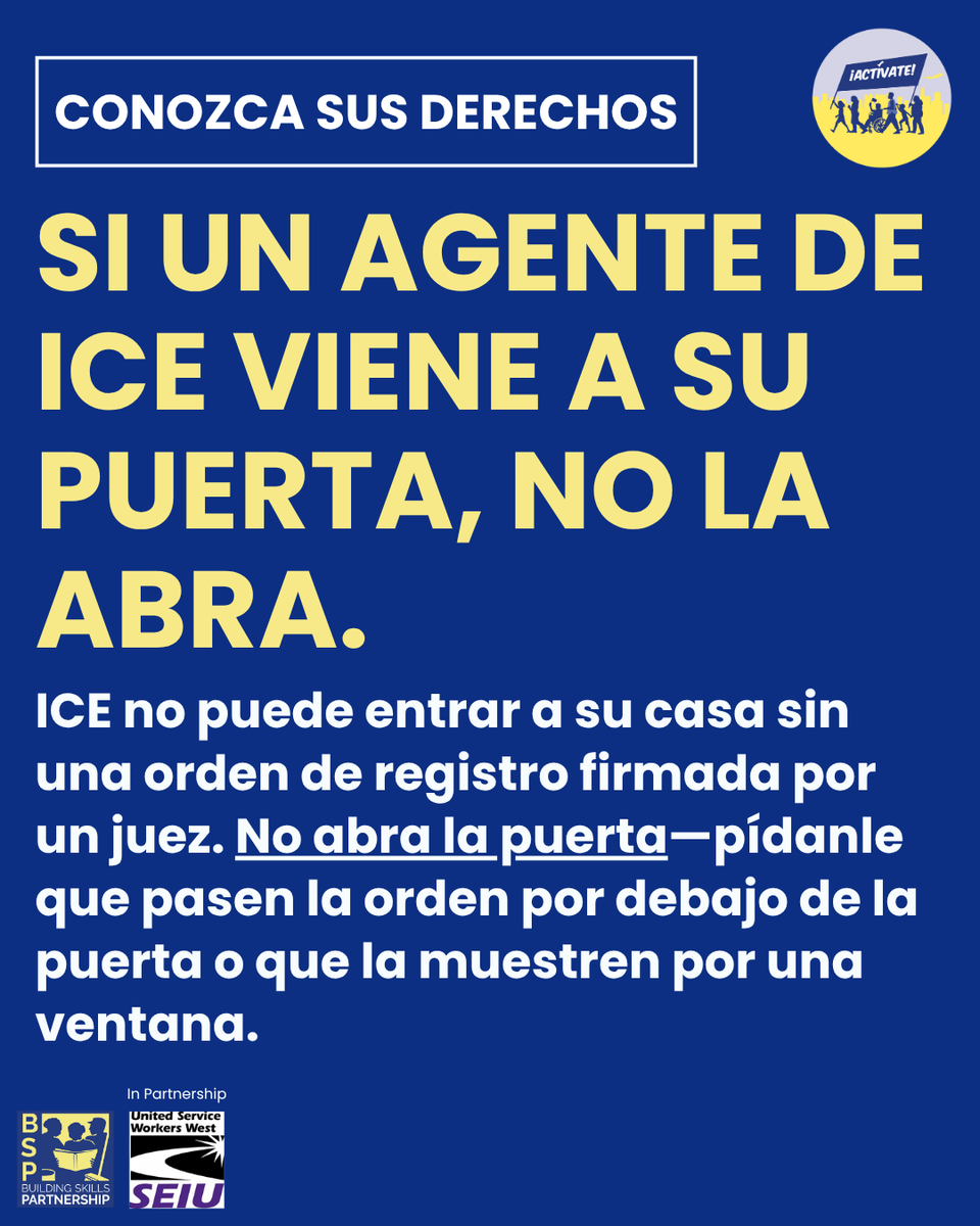 Building_Skills's tweet image. ¡Todas y todos tenemos derechos protegidos por la Constitución—sin importar nuestro estatus migratorio!
Infórmate. Conoce tus derechos. ¡Comparte el mensaje!
#bsp_ca