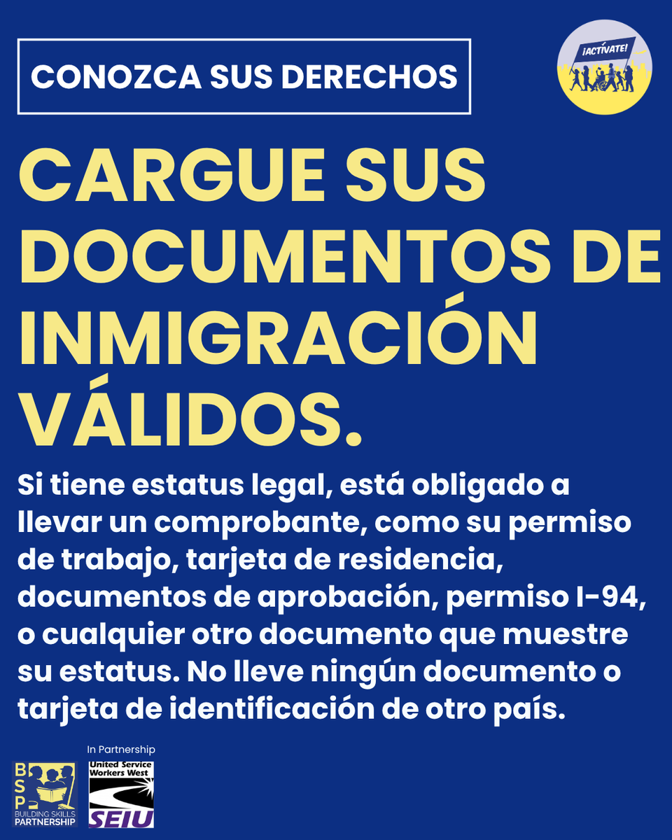 Building_Skills's tweet image. ¡Todas y todos tenemos derechos protegidos por la Constitución—sin importar nuestro estatus migratorio!
Infórmate. Conoce tus derechos. ¡Comparte el mensaje!
#bsp_ca