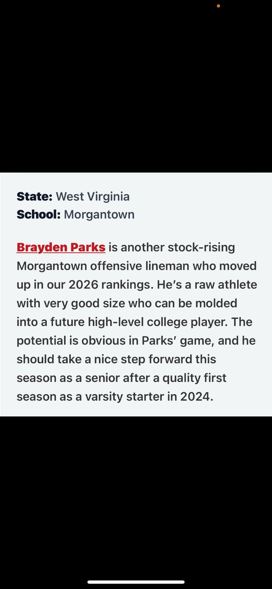 Thank you <a href="/PrepRedzoneWV/">Prep Redzone West Virginia</a> for the evaluation! 

<a href="/CoachBiserMHS/">Sean Biser</a>