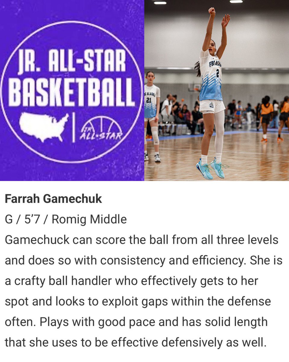 farrahgamechuk's tweet photo. Thank you so much @JrAllStarBB for the write up in your 2029 NATIONAL watchlist article! I am truly grateful to be among the 24 prospects chosen. #fromthesnow❄️ #alaskahashooperstoo❄️ https://t.co/saNoNdVuYl