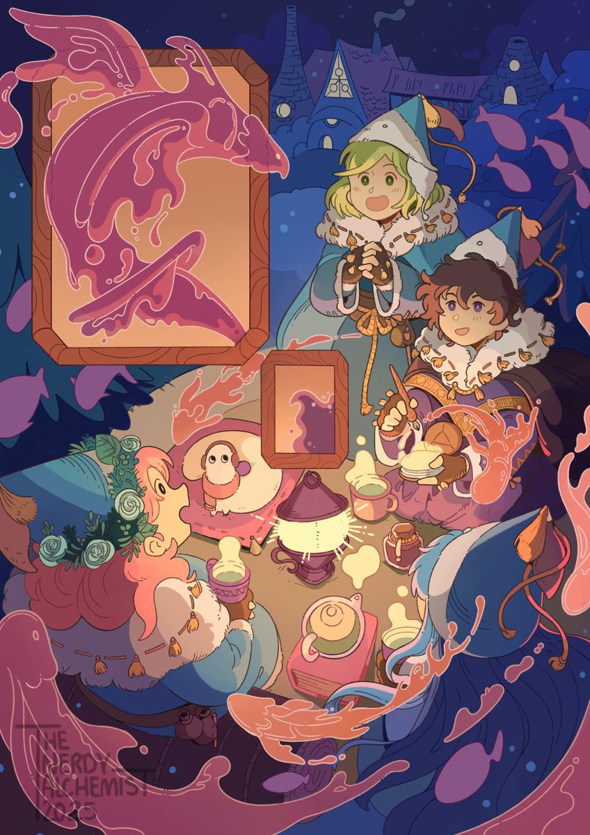 Magical snowy night  ❄️
#WitchHatAtelier #Δ帽子 #wha <a href="/wha_winterzine/">Winter in Zozah: A Witch Hat Atelier Zine</a>