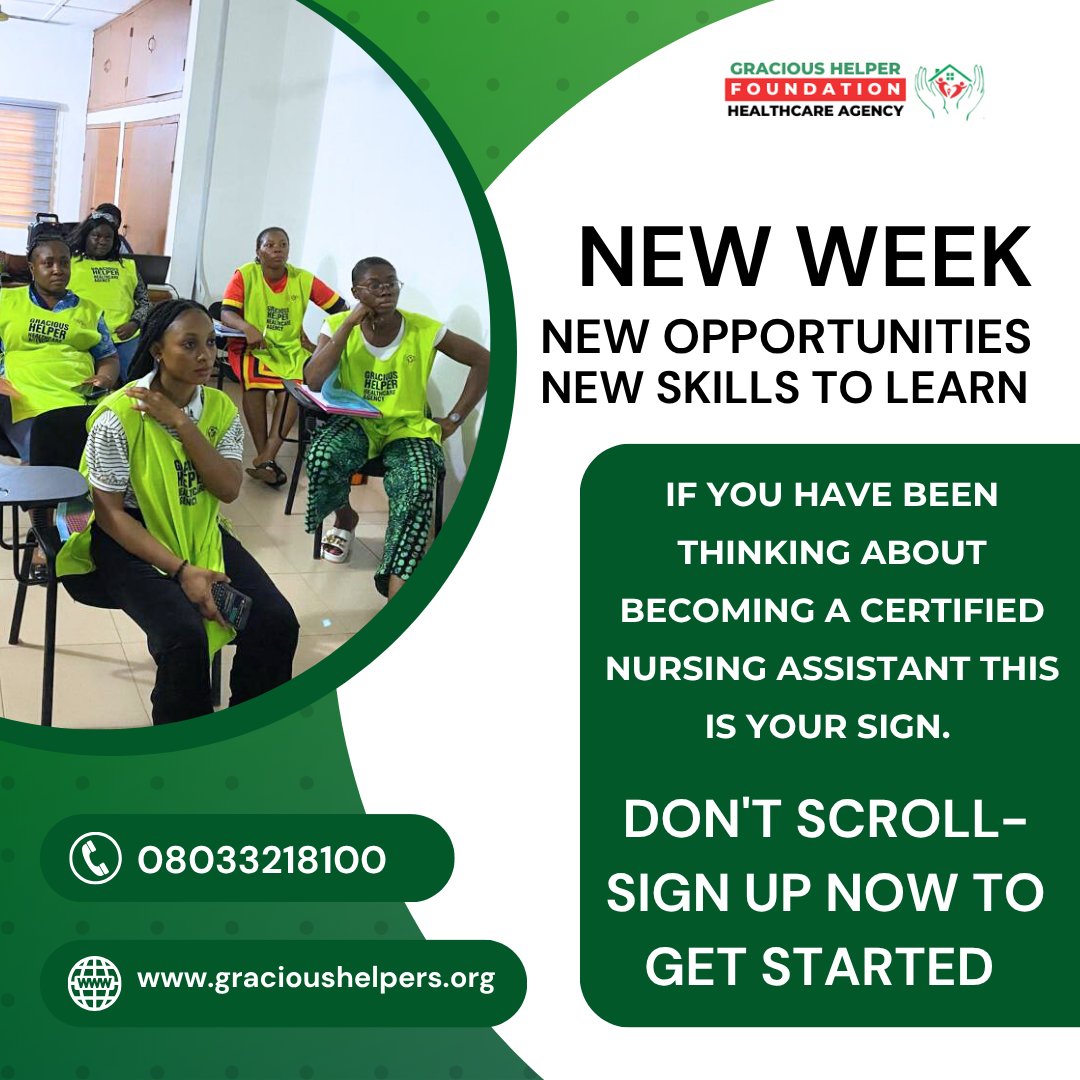 Gracioushelper1's tweet photo. Join our training and sign up to receive training as a certified caregiver.

Online training is still available.

Contact us today at 08033218100, 09060177714
Or visit our website @ https://t.co/h5fp1FSeR9 https://t.co/wFoGSpUCCy