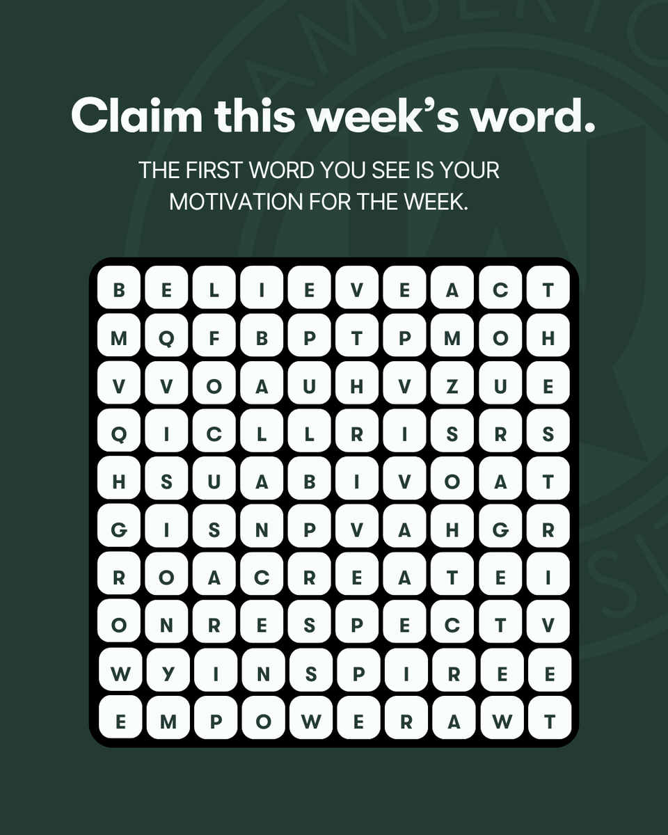 AmbertonU's tweet photo. ✨ Need a little Monday motivation?
Look at the puzzle, note the first word you spot, and claim it as your power word for the week. Share your word in the comments and let us know how you’ll live it out—let’s encourage one another to grow, thrive, and stay focused! https://t.co/4nwdUdmK02