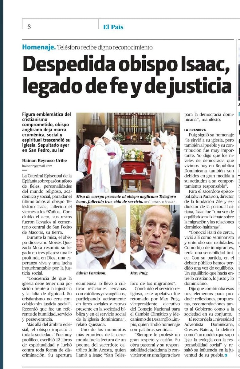 Acudí a la despedida del obispo Isaac. Su obra pastoral y su responsabilidad ciudadana lo convirtieron en una figura clave para la democracia dominicana.