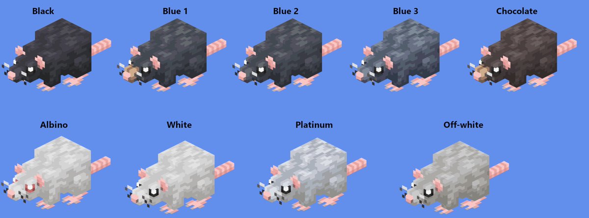 The Rat - an enemy commonly found deep within caverns and dungeons. Due to sparse food, life isn't easy for rats. They will attack other mobs for any chance to gnaw on their flesh and bones...  One can either tame them or slay them... #pixelart #minecraft #rat #blockbench