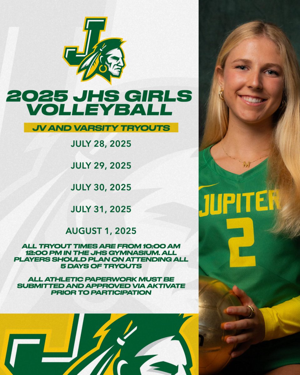 Warrior volleyball is back!  Tryouts for the 2025 JHS Volleyball teams is only 4 weeks away.  Excited for another great year for the Warriors.  We encourage all prospective players to get their athletic paperwork submitted and approved prior to tryouts.  Go Warriors! #onetribe