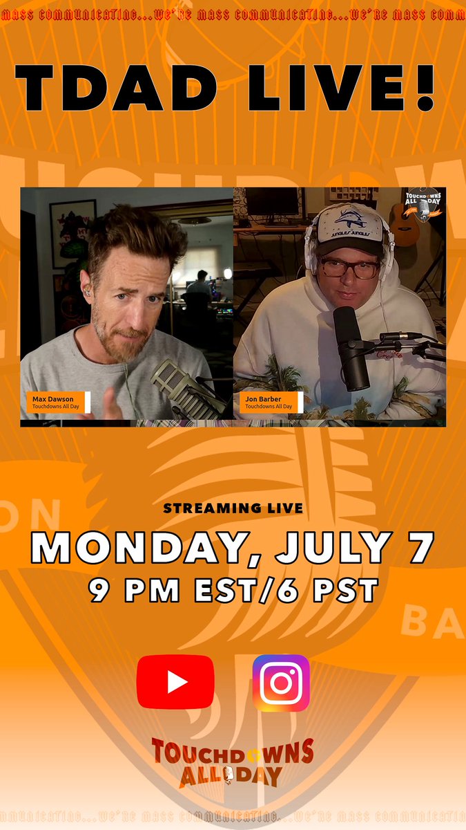 TOUCHDOWNS ALL DAY Podcast (@tdadbaby) on Twitter photo Having a hard time returning to "real life" after <a href="/disco_biscuits/">The Disco Biscuits 🌲👽🌲</a>' five night PA-NJ run? Join <a href="/BarberShreds/">Baba G</a> and <a href="/fymaxwell/">Max Dawson</a> for a group therapy session tonight at 9ET on YouTube & IG. youtube.com/@touchdownsall… Having a hard time returning to "real life" after <a href="/disco_biscuits/">The Disco Biscuits 🌲👽🌲</a>' five night PA-NJ run? Join <a href="/BarberShreds/">Baba G</a> and <a href="/fymaxwell/">Max Dawson</a> for a group therapy session tonight at 9ET on YouTube & IG. youtube.com/@touchdownsall…