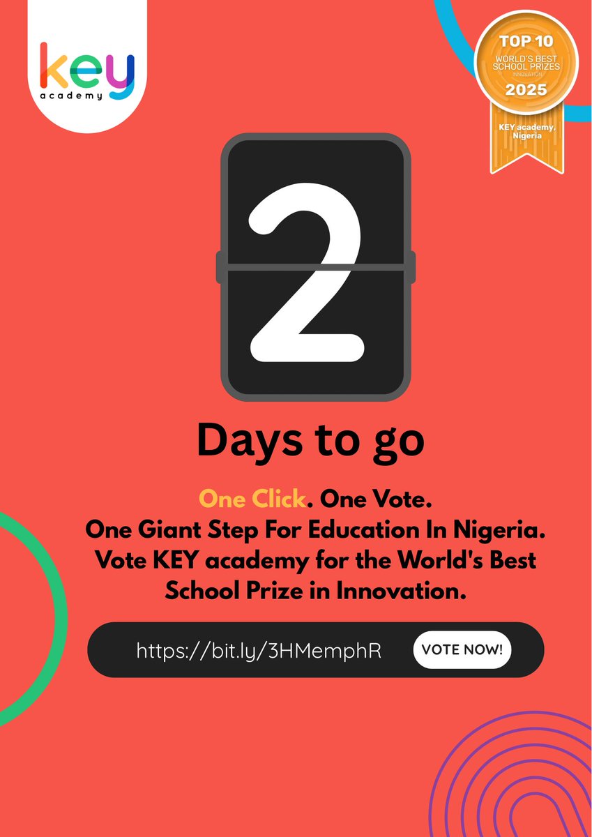 Last month, we were shortlisted as a Top 10 finalist for the World’s Best School Prize in Innovation - the first from Nigeria and West Africa.

🗳️ Now we need your help more than ever. Voting closes in two days. Tell a friend to tell a friend, let's bring this award home!