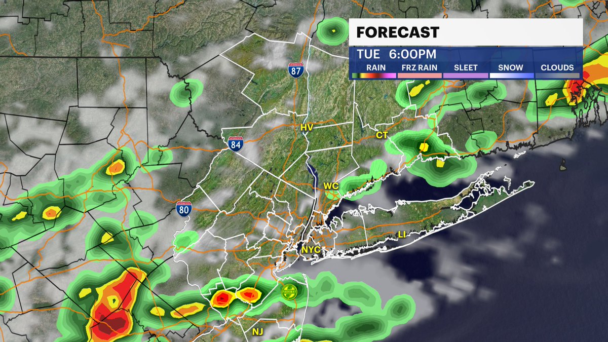🚨Tuesday Storm Update in the Tri-state:
-⏰3 PM - 11 PM 
-⚠️SPC has upgraded NJ to Slight Risk, with the rest of the area in Marginal for strong and severe storms
-⚠️Scattered Flash Flood risk for the entire Tri-state 

Stay up with our forecasts: news12.com/weather
#nywx