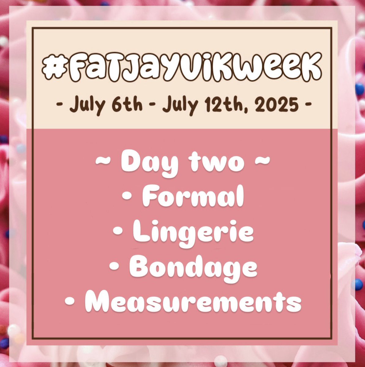 FatJayVik's tweet photo. Things are just heating up here for #fatjayvik week! All the submissions everyone has posted so far have been absolutely amazing! In case we missed your submission please tag us in it so we can make sure your hard work is being seen!
#fatjayvikweek #fatjayvikweek2025 #jayvik https://t.co/BjlI9EEles