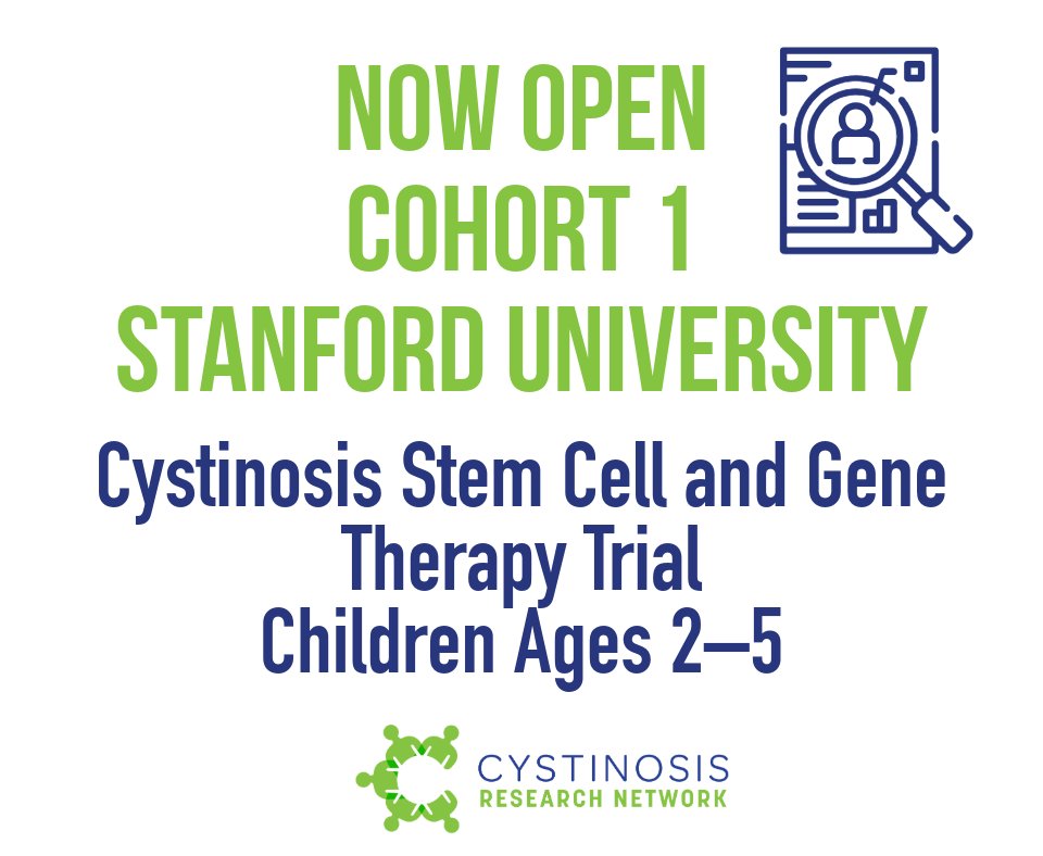 Cystinosis CRN (@cystinosiscrn) on Twitter photo ➡️Now open⬅️Stem cell and gene therapy trial at Stanford University Cohort 1 includes children 2-5 yo with nephropathic #cystinosis.
💻 tinyurl.com/CysCohort1
📞 650-725-9032
📧 scgt_clinical_trials_office@lists.stanford.edu ➡️Now open⬅️Stem cell and gene therapy trial at Stanford University Cohort 1 includes children 2-5 yo with nephropathic #cystinosis.
💻 tinyurl.com/CysCohort1
📞 650-725-9032
📧 scgt_clinical_trials_office@lists.stanford.edu