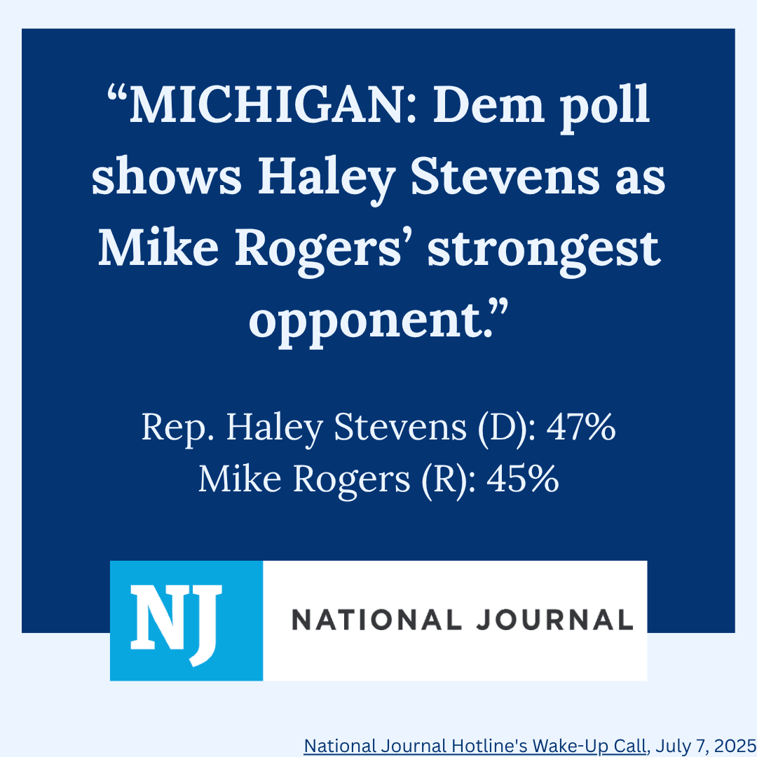 Another poll has confirmed that I'm the strongest candidate to beat Mike Rogers in the general election.