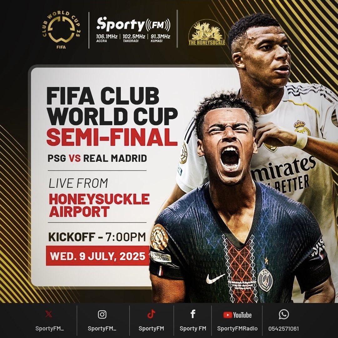 honeysucklegh's tweet image. 🔥 PSG vs Real Madrid this Wednesday!
Semi-final action live at The Honeysuckle Airport 7PM sharp!
Chale, no dull… come chop, sip, and vibe! 🍗🍻⚽

#HoneysuckleVibes #WatchAmLive #PSGvsMadrid #NoDullMoment