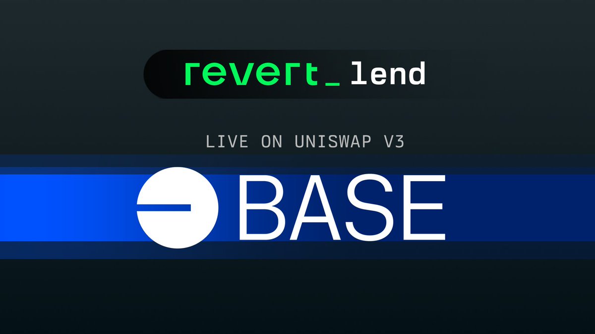 Revert Lend is now live on <a href="/base/">Base</a> 🟦

You can now borrow against your Uniswap V3 LP positions using:

• WETH (77.5%)
• USDC (85%)
• cbBTC (77.5%)

Revert Lend unlocks capital efficiency for LPs by turning positions into collateral. Now that power is live on Base.

Revert Points